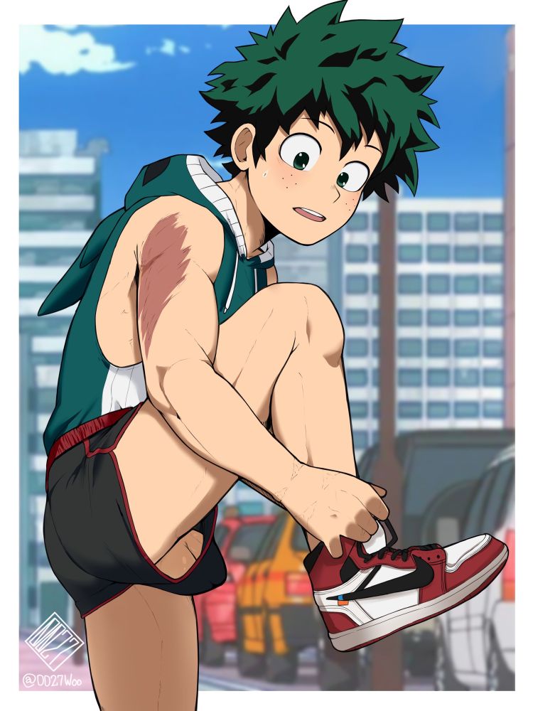 deku tying his shoes exposing his balls a little
#syaoart