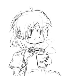 Kagari-chan from Rewrite eating cup noodle