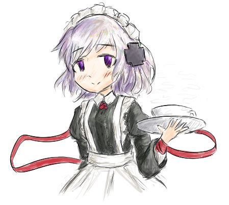 Kagari-chan from Rewrite in maid uniform, serving coffee