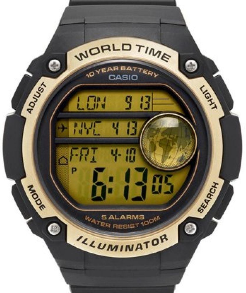 Casio digital world time watch. Shows 3 time zones at once