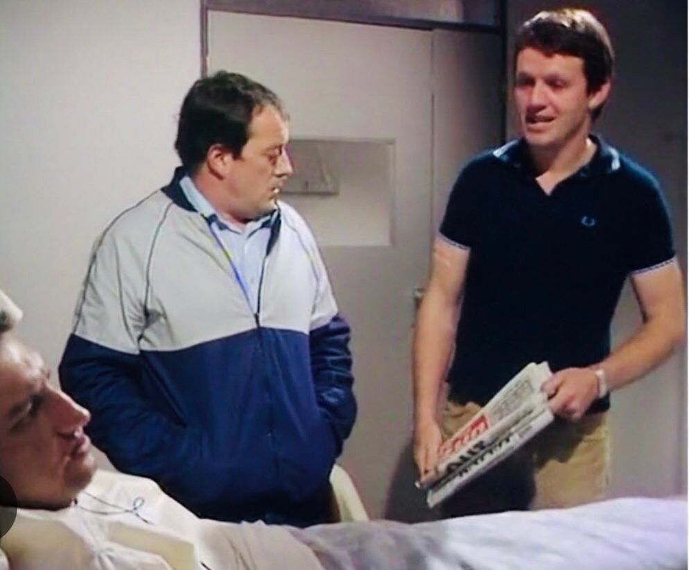 Oz in a Düsseldorf hospital bed about to find out Kevin Keegan has signed for Newcastle. 