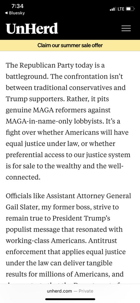 The Republican Party today is a battleground. The confrontation isn’t between traditional conservatives and Trump supporters. Rather, it pits genuine MAGA reformers against MAGA-in-name-only lobbyists. It’s a fight over whether Americans will have equal justice under law, or whether preferential access to our justice system is for sale to the wealthy and the well-connected.