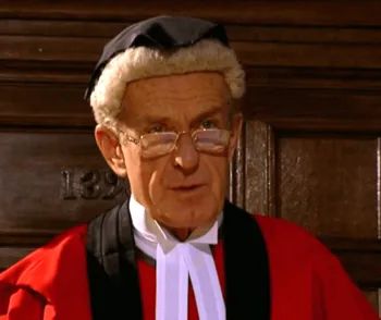 British judge wearing a hanging hat 