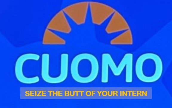 The Cuomo logo, a sunburst featuring the slogan "Seize the Butt of Your Intern"