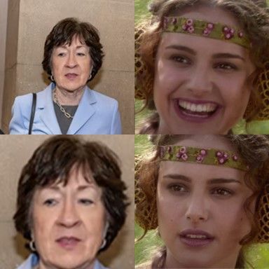 The Anakin-Padme meme, without any text, but Anakin has been replaced by Susan Collins.