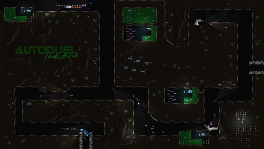 Cars fight each other with weapons in this 4k wallpaper, a la Mad Max and the tabletop game Car Wars.  Graphic elements from Autoduel were isolated and placed in this wallpaper, then lighting effects were added.