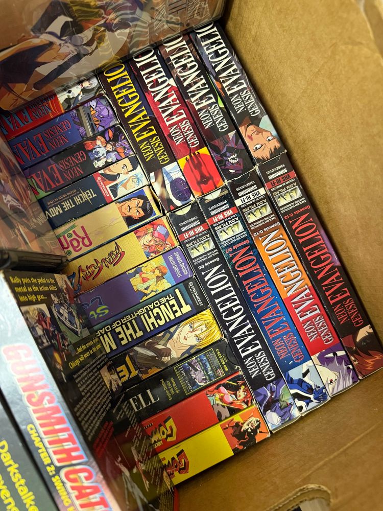 Deeper into the box you can see Evangelion, Fatal Fury, Rama, Gowkaiser and more.