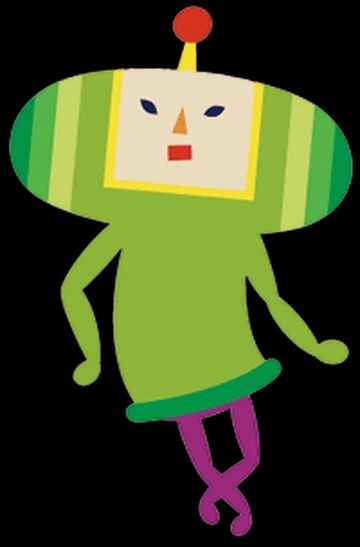 The Prince from Katamari Damacy with his legs crossed and his hands on his hips absolutely based and chillin'.

He wears a green hoodie (?? IT MIGHT BE HIS BODY!!) and purple pants (MIGHT ALSO BE HIS NATURAL BODY COLOR)