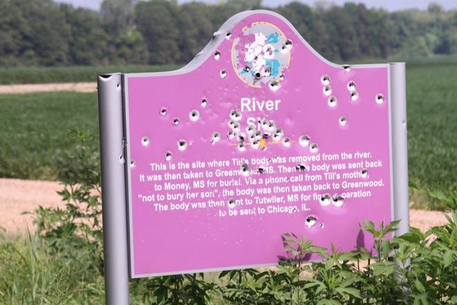 Emmett Till memorial shot up with bullets 