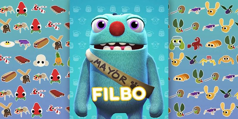 Filbo from Bugsnax wearing his Mayor sash that he made himself.