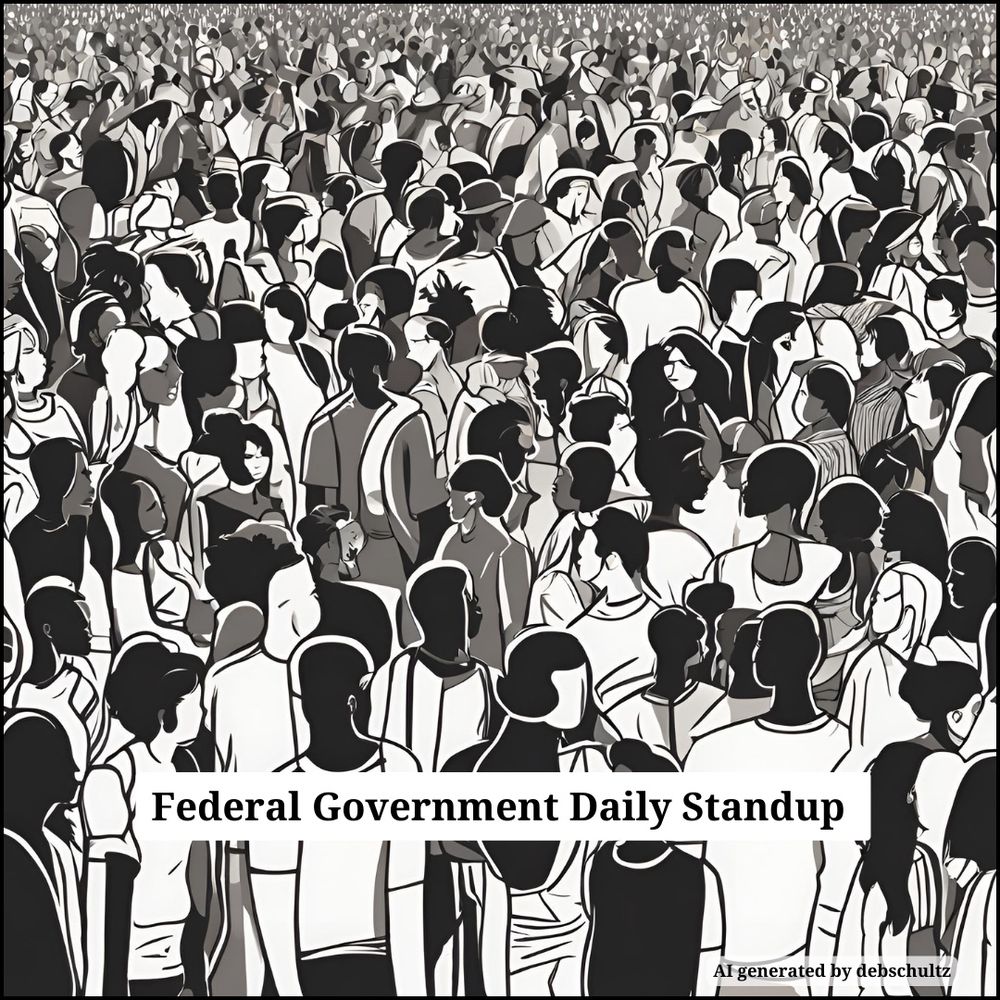 Federal govt daily standup-courtesy of Musk- huge crowd of people