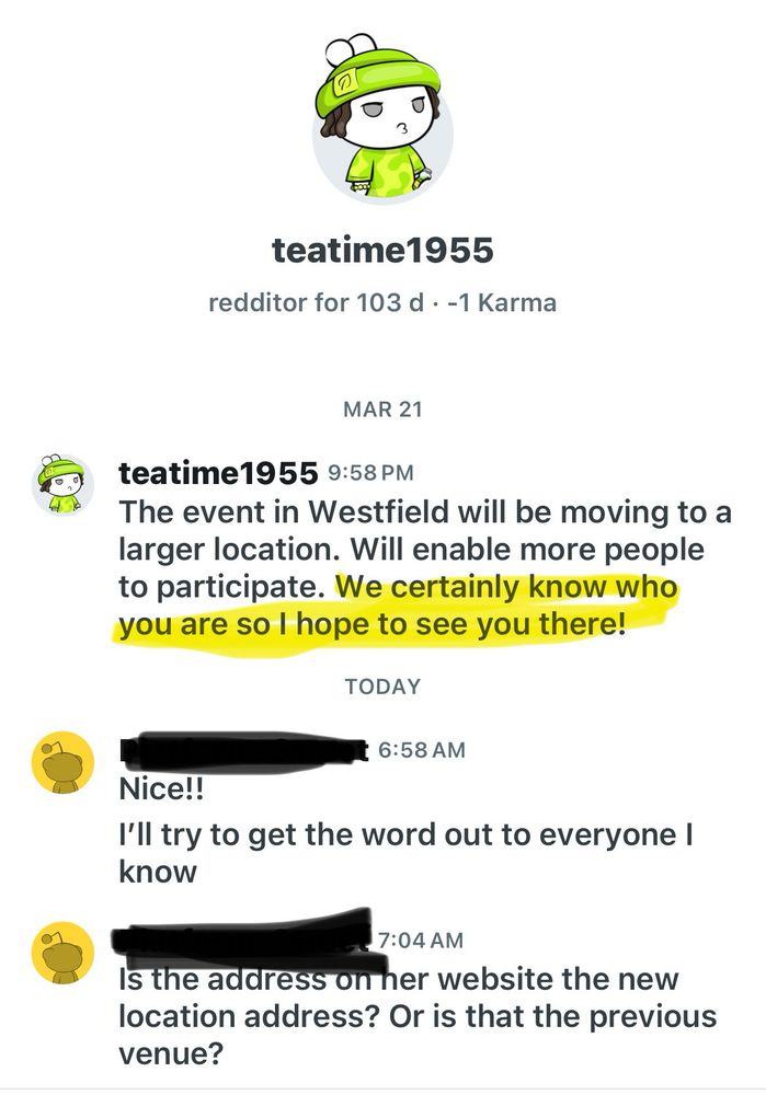 She responded to one of my negative Spartz comments on Reddit. Then she sent this direct message on Reddit.
