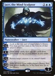 The magic the gathering card Jace the Mind Sculptor.