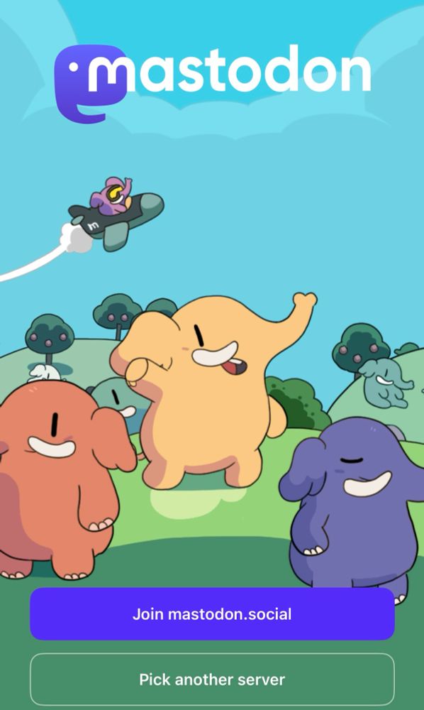 mastodon opening page, a bunch of elephants