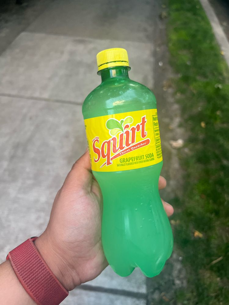 A bottle of squirt soda 