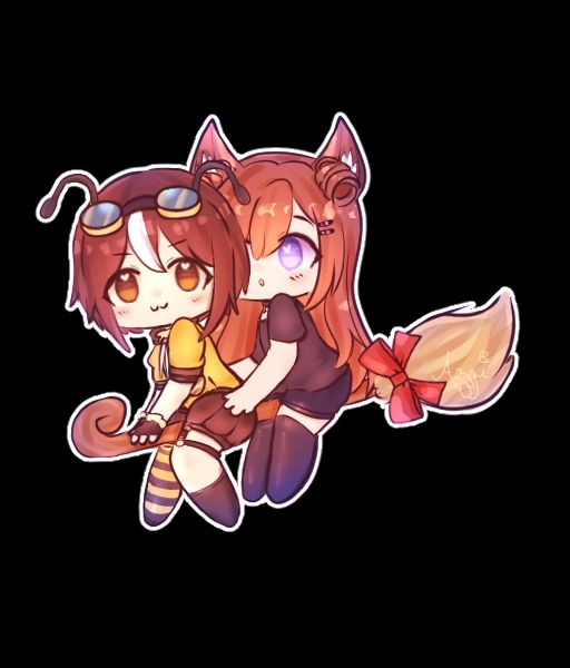 Two Girls sitting on a broom 🧹