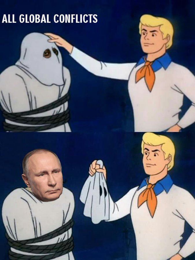 Scooby doo villain "ALL GLOBAL CONFLICTS" -> and it's Putin 