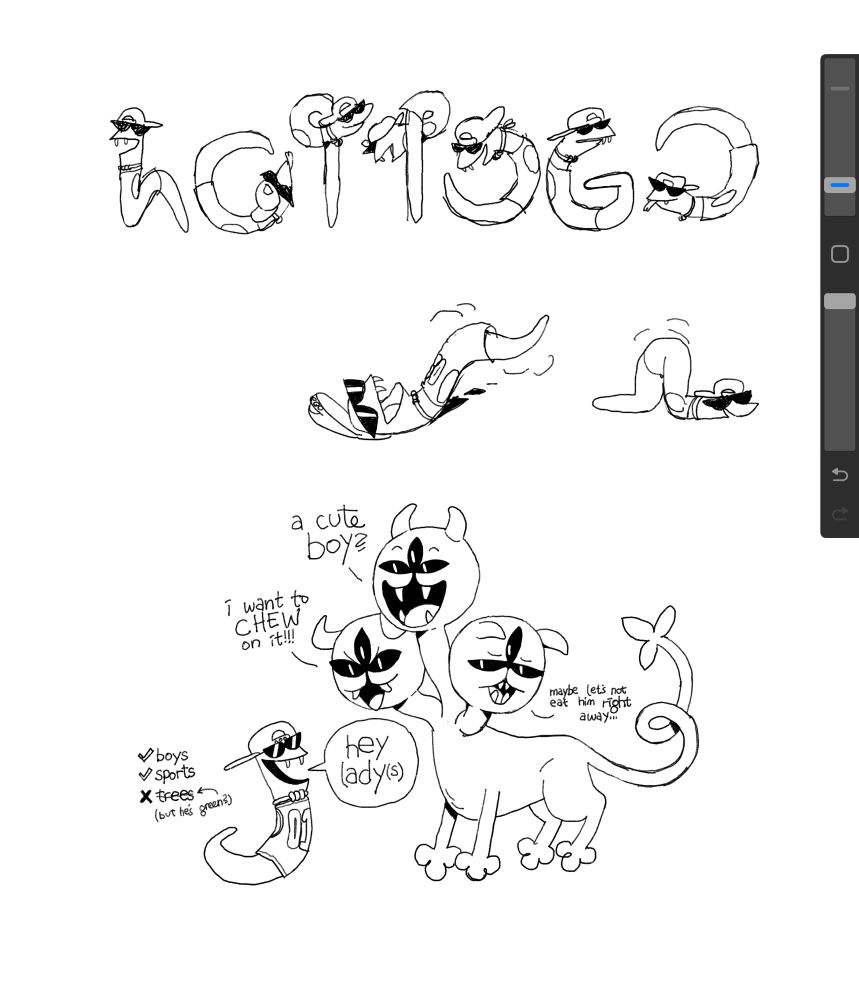 Jockington spelling out H-O-T-T-O-G-O with his whole body. additionally, some Jockington/Clover ship art