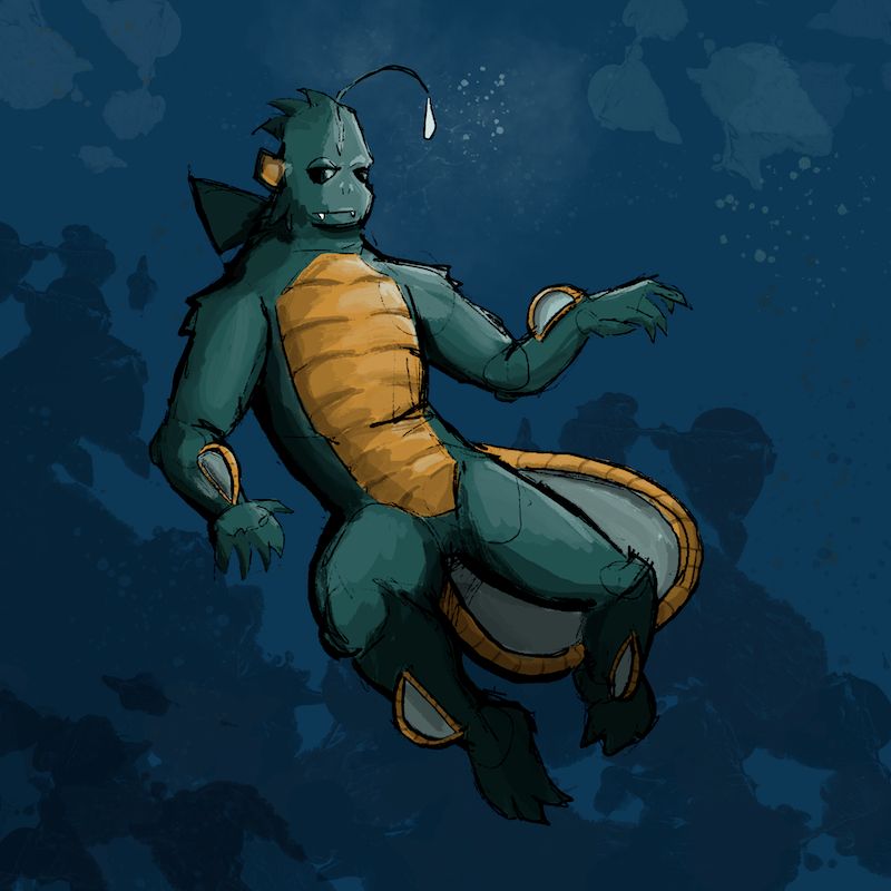 Hydro - an anthro fishy creature - swimming in the depths