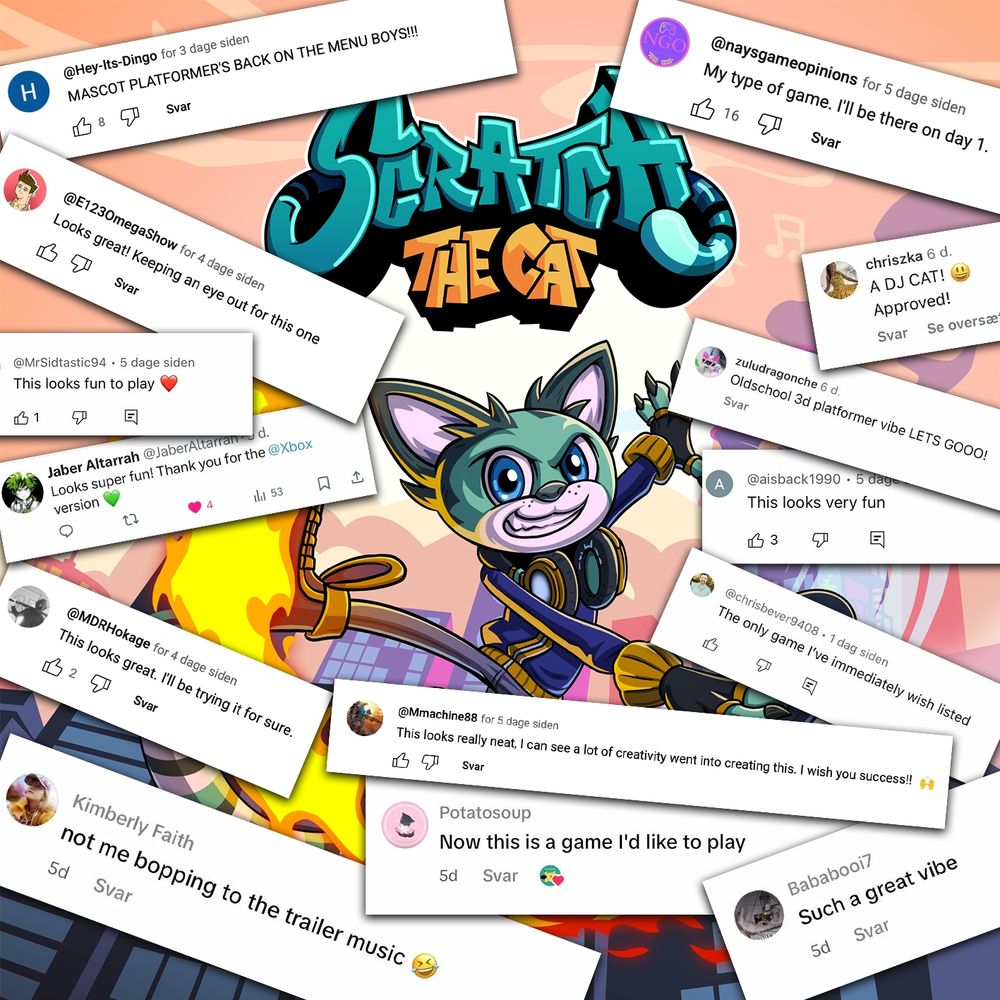 Positive comments plastered over Scratch The Cat key art from the announcement