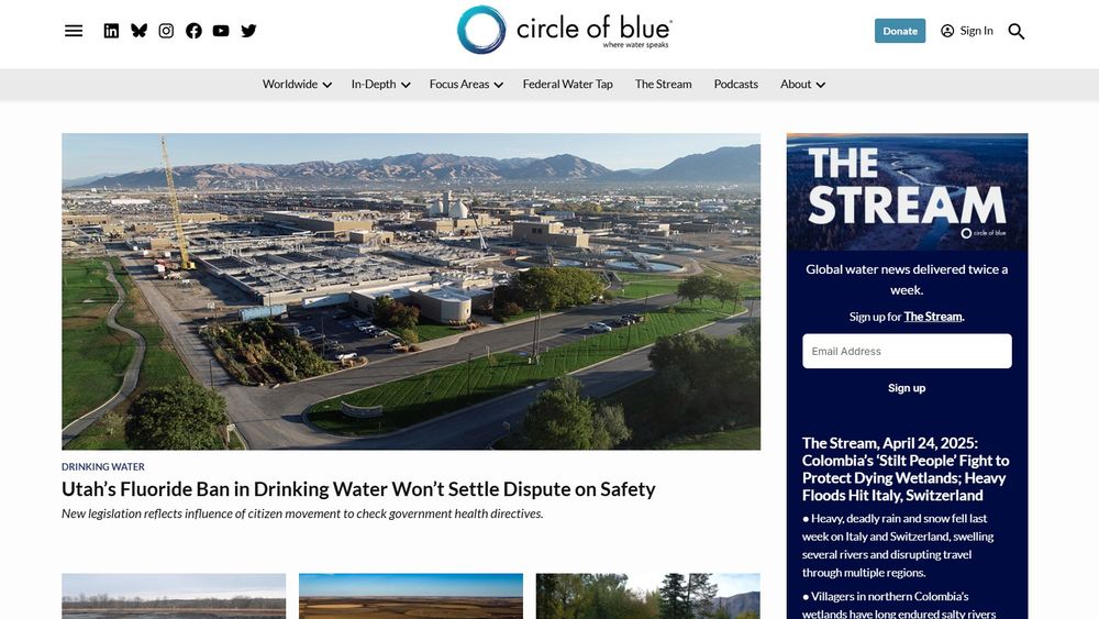 Screenshot of Circle of Blue website with pictures