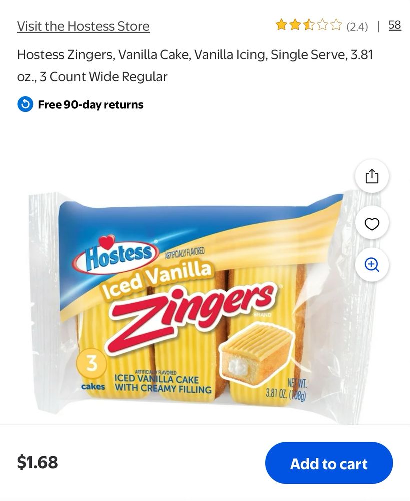 Package of Hostess Zingers