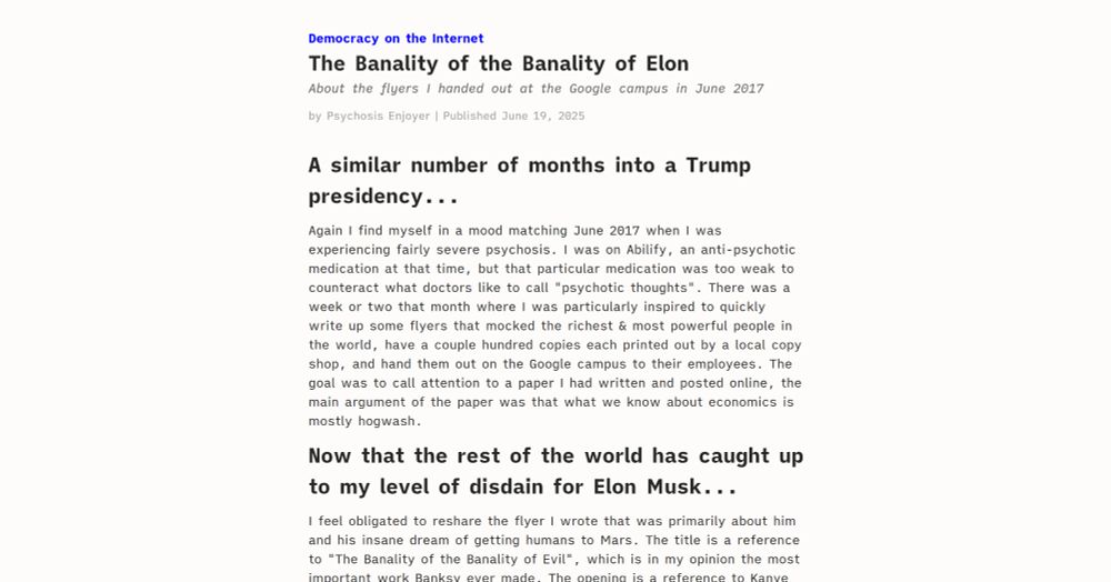 The Banality of the Banality of Elon - Democracy on the Internet