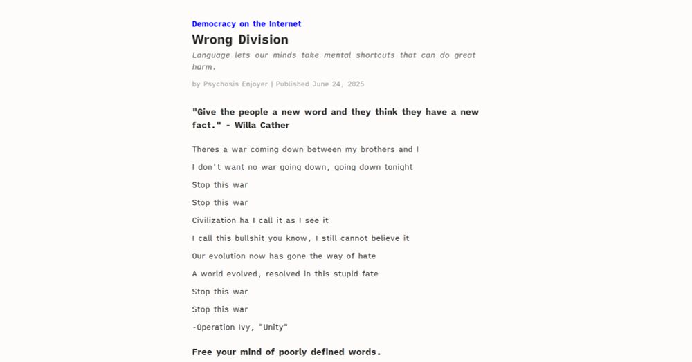 Wrong Division - Democracy on the Internet