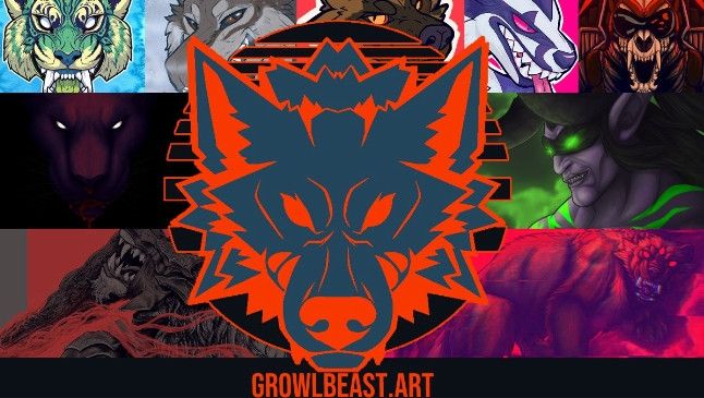 Growlbeast.Art title card with various examples 
