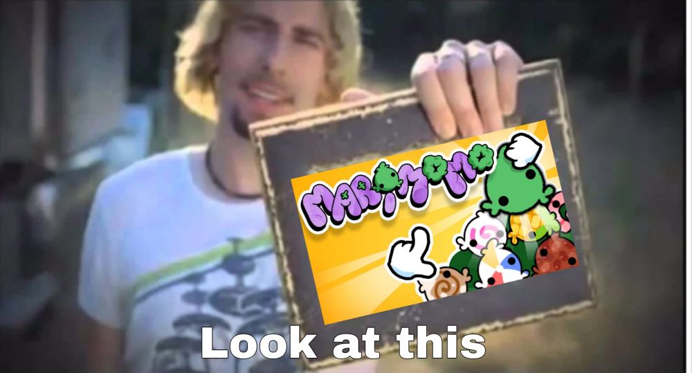 Nickelback shows you a photograph. The game Marimomo is on it!