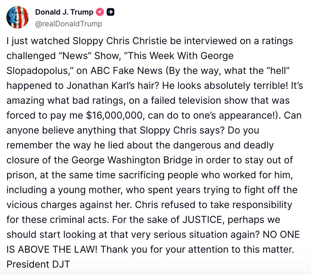 The usual nonsensical gibberish from Daddy Dementia, ending with threatening to have the DOJ reopen the 
