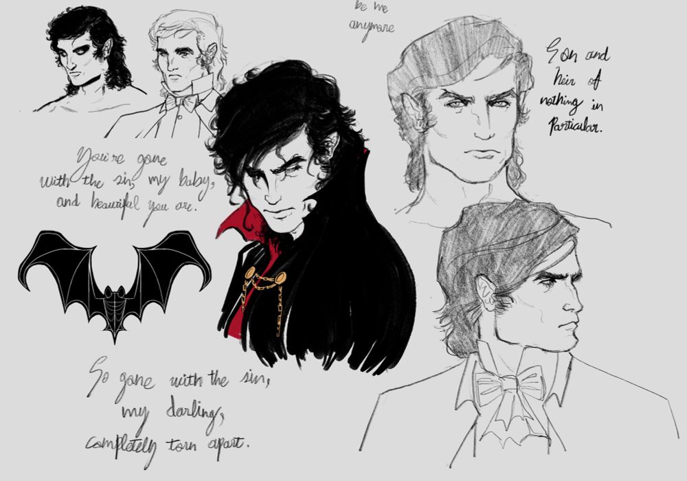 My design of Bruce Wayne in my interpretation of the Batman universe called 'Batman Macabre'. Meant to look almost victorian and Dracula-esque