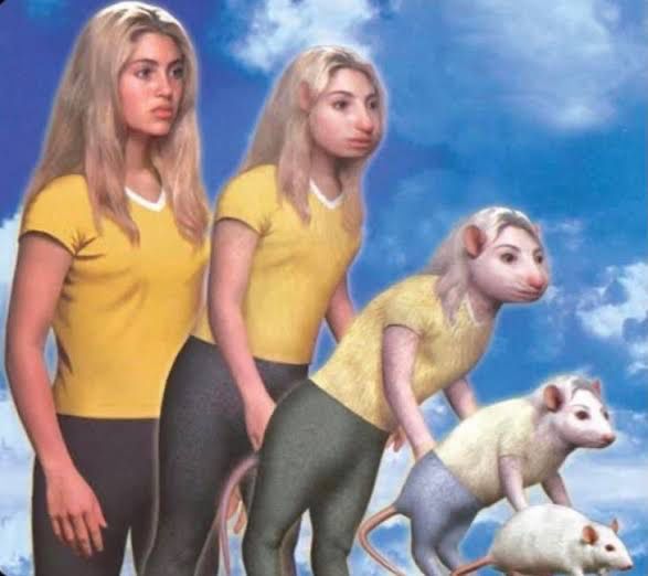 Animorph’s book cover of a girl transforming into a mouse 