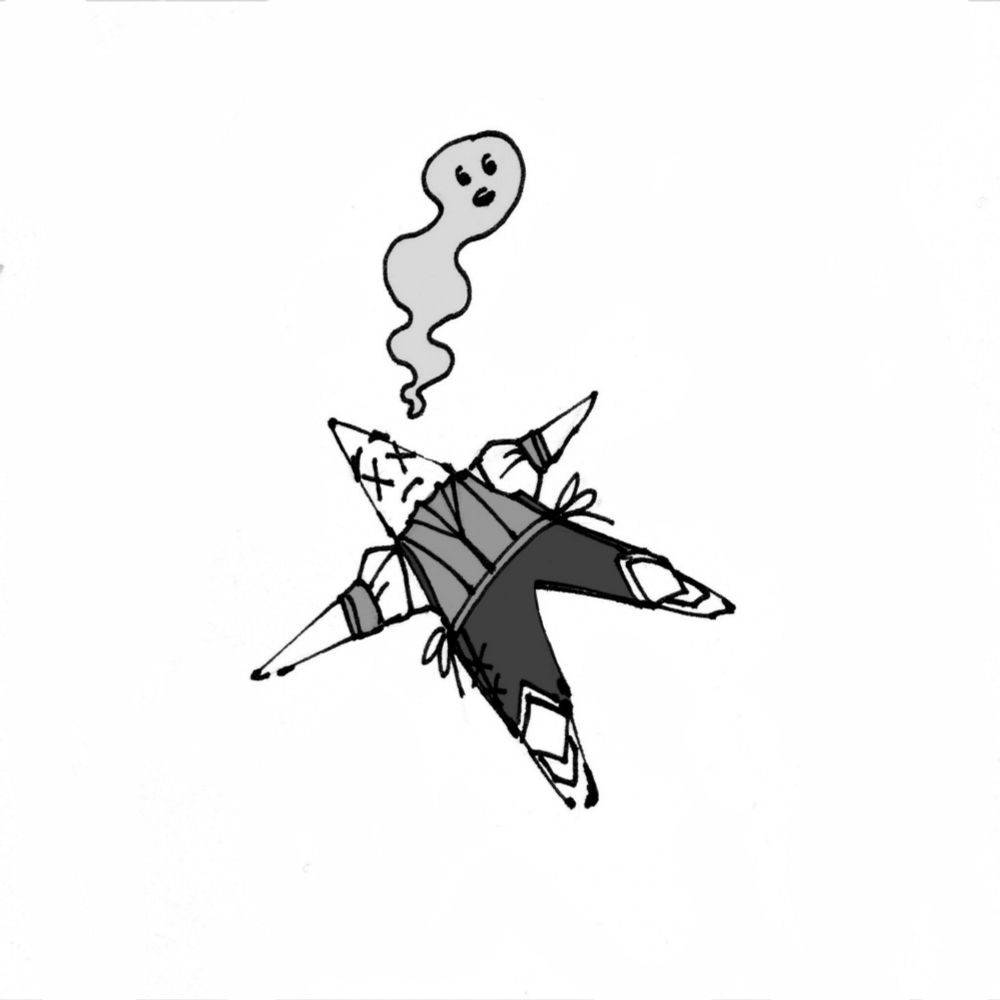 Le personnage est dessiné de manière minimaliste en étoile de mer. 