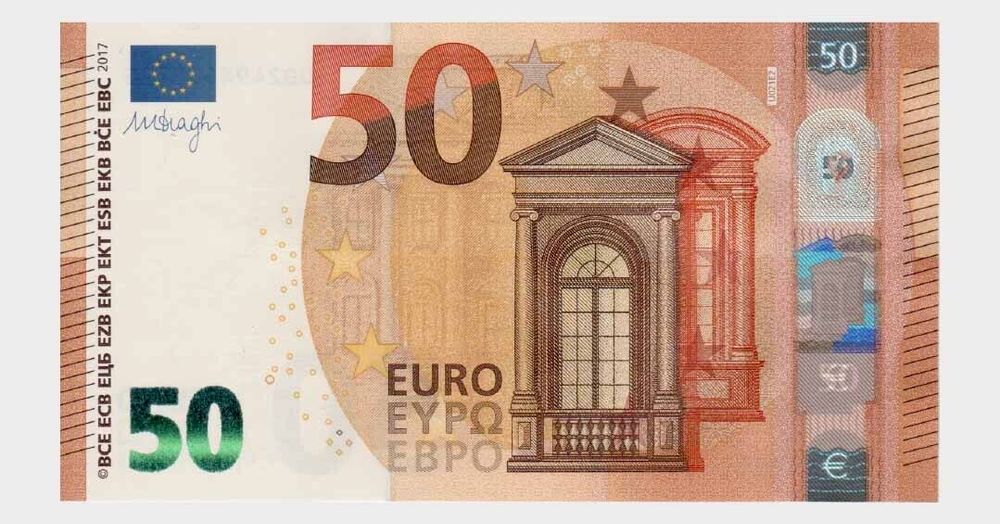 A 50 Euro note. The euro (€) is the official currency of the Eurozone, which comprises 19 of the 27 European Union (EU) member countries. It was introduced in electronic form on January 1, 1999, and physical banknotes and coins were launched on January 1, 2002. 