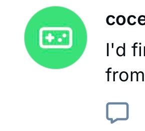 Screenshot of a user’s avatar icon. It’s a video game controller symbol in plain white lines with a green background. 