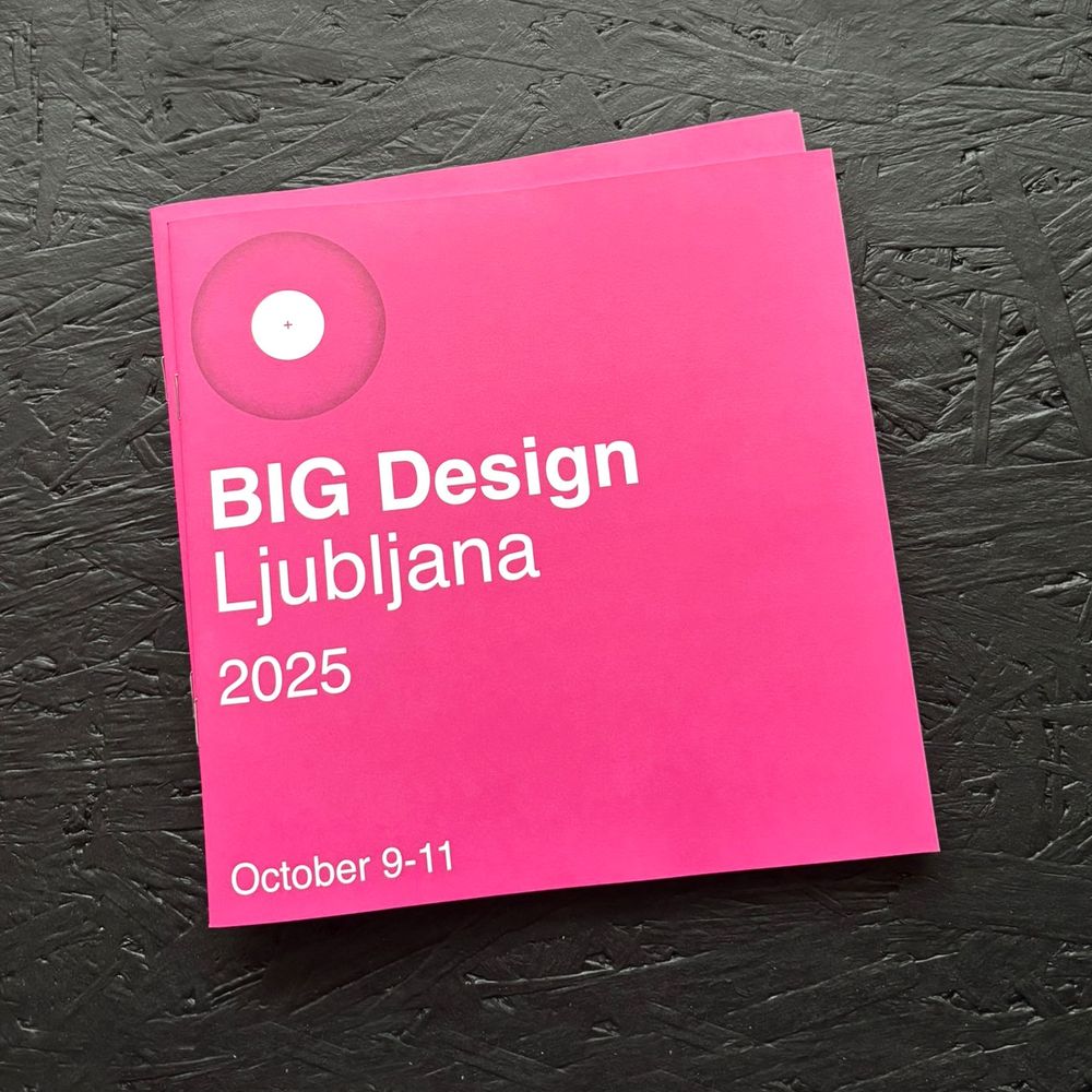 A square picture showing the program booklet of the BIG Design conference and award ceremony in Ljubljana.