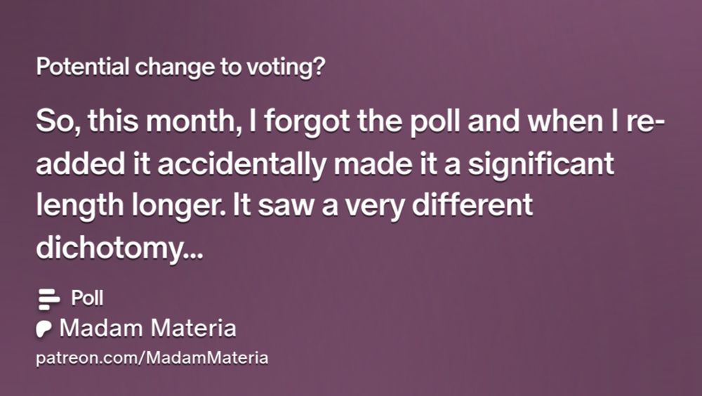 Get more from Madam Materia on Patreon