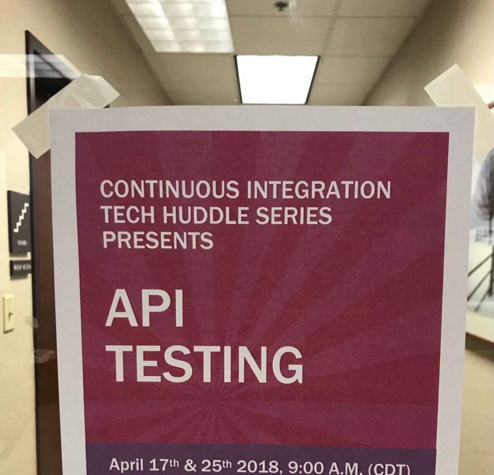 A flyer from an internal meetup on API Testing.