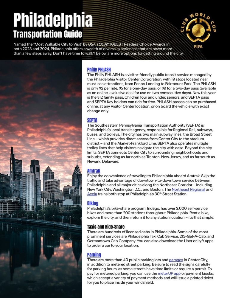Image description: Philadelphia transport information from FIFA.
