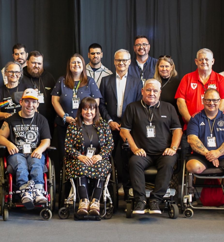 Image description: A photograph of delegates at the EFFC from England, Wales, Scotland, Ireland, Austria, Cyprus and Liverpool. UEFA vice-president Giorgio Marchetti also features.