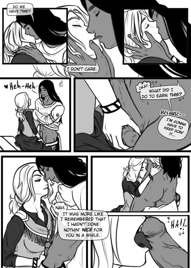 Celeste and Ohanzee--she's giving him a quick blowjob--he does a lot for her :>