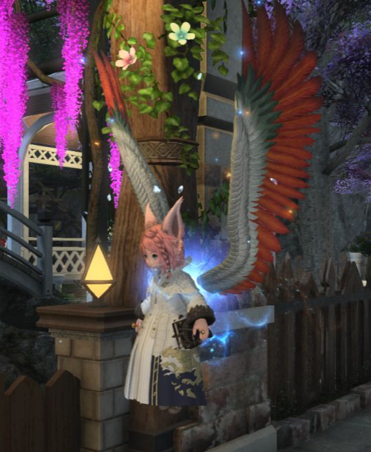 My Final Fantasy 14 character with theDawntrail first trial extreme wings