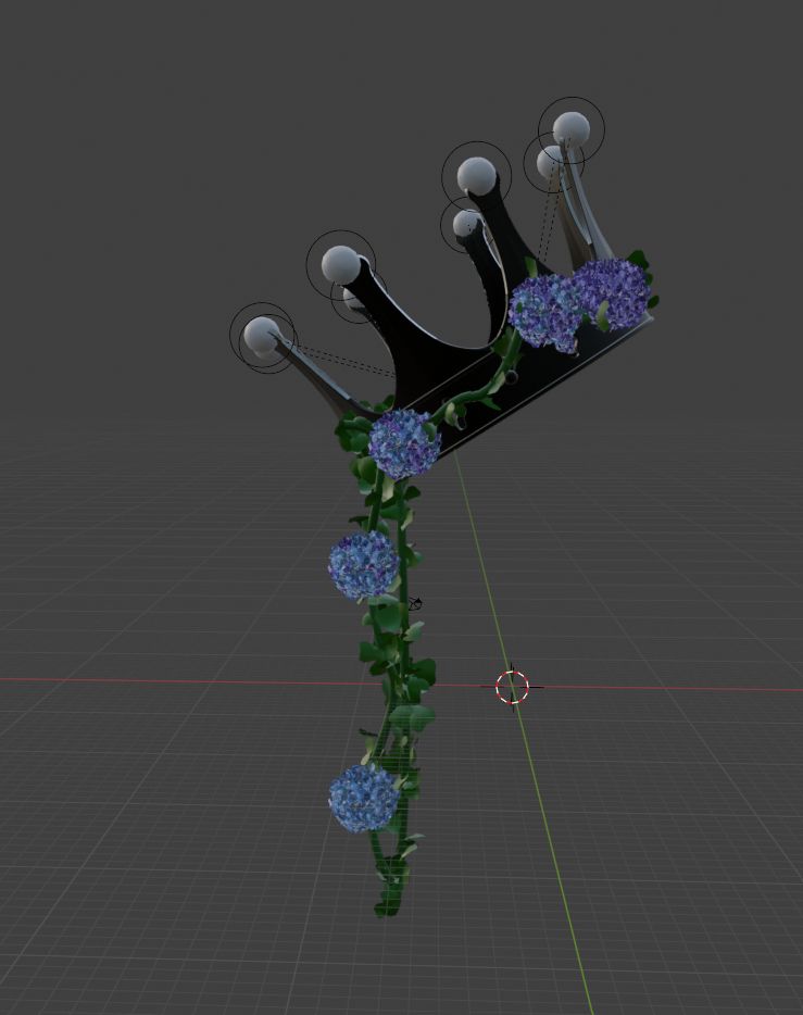 black crown w/ blue and purple hydrangea