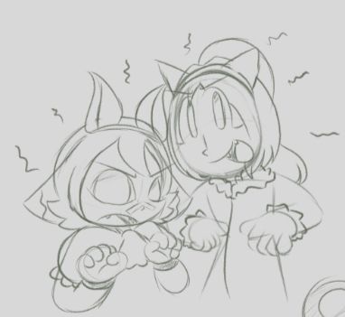 Chikako and Maxwell both dressed up for halloween. Chikako is dressed up as a vampire while Maxwell is dressed up as a werewolf!