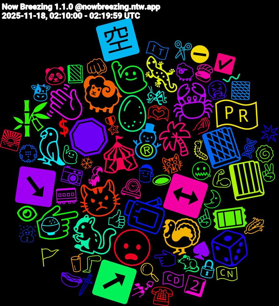 Emoji Cloud; its emojis (sorted by weighted frequency, descending):  👉🏼, 🎪, ⛄, 🦎, 🦀, 🥚, 😾, 📹, 🎟, ↔️, 🦜, 🦃, 🛑, 🙋🏻‍♀️, 😦, 📙, 📕, 👋🏻, 🐿️, 🐏, 🎲, 🎋, 🌴, 🈳, 🇵🇷, ↘️, ↗️, 🫶🏿, 🧬, 🦵, 🦨, 🦗, 🥤, 🤮, 🤐, 🤌🏻, 🟫, 🚩, 🚃, 🙋‍♂️, 🙀, 🗡️, 🕳️, 🕰️, 🔒, 🔍, 📷, 📗, 💲, 💮, 💪🏾, 💅, 👍🏽, 👊🏼, 👈🏻, 👁, 🐼, 🐮, 🐛, 🐑, 🐀, 🎖️, 🎅, 🍥, 🍣, 🍚, 🌽, 🌭, 🌛, 🌅, 🇮🇹, 🇨🇳, 🇨🇩, 〰, ❄, ✴️, ✌🏾, ✅, ✂️, ⛔, ♠️, ☝🏻, ☎️, ☃, ®, 2️⃣