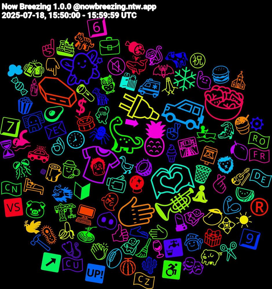 Emoji Cloud; its emojis (sorted by weighted frequency, descending):  🎺, 🍍, 🫶🏿, 🫱, 🧚‍♀️, 🦕, 🥗, 🚙, 🔌, 👕, ❄, ⚰️, 🫴, 🫲, 🫰🏻, 🪿, 🪵, 🩺, 🧹, 🧟, 🧙, 🧘‍♀️, 🦸‍♂️, 🦸, 🦠, 🦒, 🦉, 🦇, 🦁, 🥭, 🥥, 🥑, 🥁, 🤞🏻, 🛳️, 🛣️, 🛍, 🛌, 🚰, 🚣, 🚓, 🚑, 🙏🏿, 🙋, 🗑️, 🖥️, 🕷️, 🕵️‍♂️, 🕯️, 🕗, 🕊, 🔹, 🔰, 🔮, 🔨, 🔦, 🔇, 📹, 📮, 📧, 💼, 💲, 💪🏿, 💠, 💄, 💃🏽, 👻, 👩‍💻, 👏🏾, 👍🏾, 👌🏼, 👇🏼, 🐽, 🐷, 🐳, 🐲, 🐖, 🐒, 🐊, 🐅, 🐄, 🏗️, 🏊‍♂️, 🏉, 🎻, 🎭, 🎊, 🎁, 🍿, 🍻, 🍷, 🍬, 🍧, 🍦, 🍝, 🍖, 🍔, 🍌, 🍋, 🍉, 🍈, 🌵, 🇷🇴, 🇫🇷, 🇩🇪, 🇨🇿, 🇨🇺, 🇨🇳, 🆚, 🆙, ㊗, ➡, ✂️, ⛪, ⚙, ♿, ☝🏼, ☁, ☀, ⏳, ↗️, ®️, 9️⃣, 7️⃣, 6️⃣