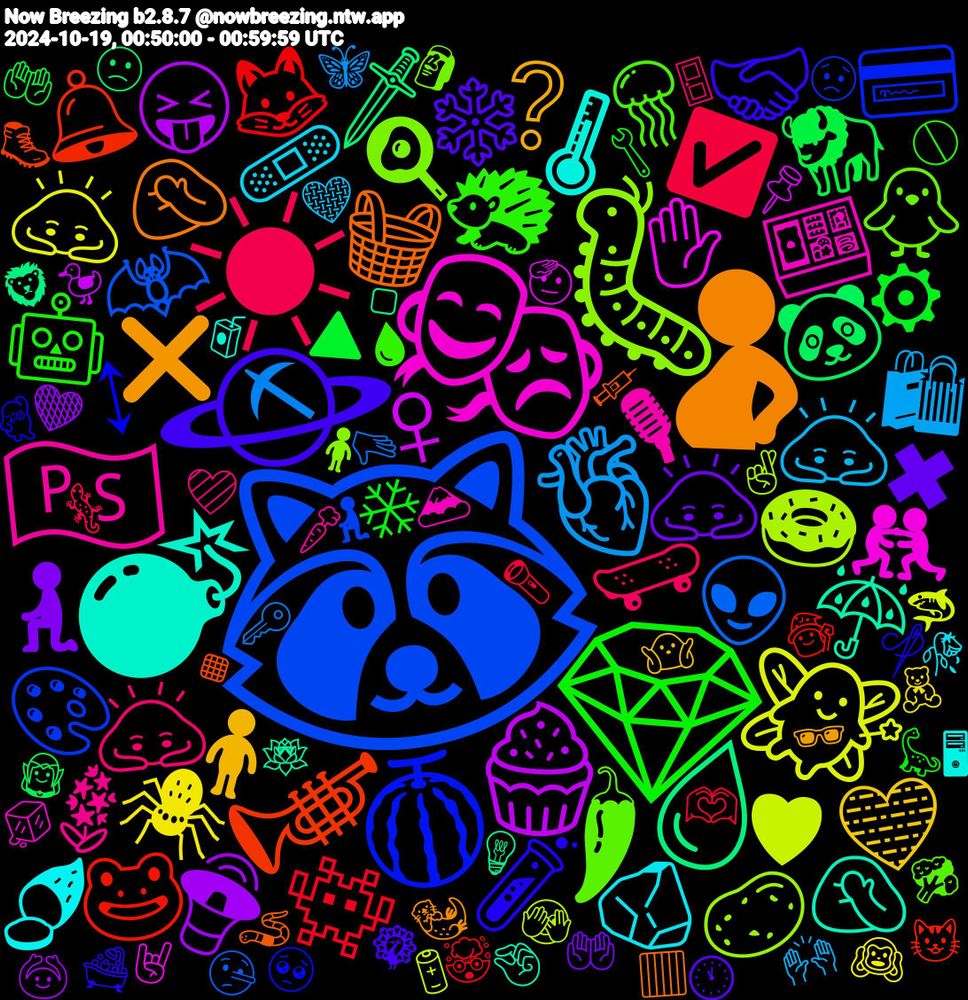 Emoji Cloud; its emojis (sorted by weighted frequency, descending):  🦝, 🐛, 🎭, 💣, 🫃, 🪐, 💎, ☀, 🫀, 🧚🏻‍♀️, 🧁, 💧, 🎺, 🍈, 🌶, 🇵🇸, 🪨, 🧍, 🙇🏻, 🔺, 👾, 👽, 🍩, ✋, ☔, 🧺, 🧪, 🦔, 🙇‍♀️, 🙇, 🕷️, 🔊, 🐼, 🐸, 🎨, 🍳, 🍱, 🌡, ❌, ❄️, ❄, ✅, ⛏, ♥, ♀, ▫️, ▪️, ↕, 🪼, 🪻, 🩹, 🩵, 🧎, 🦬, 🦊, 🦇, 🥔, 🤼‍♂️, 🤦🏻, 🤦, 🤝, 🤖, 🛹, 🛍, 🙇🏻‍♀️, 😝, 🗡️, 🔔, 🔒, 💳, 💪🏽, 👒, 🐹, 🐯, 🐦, 🐥, 🐣, 🐑, 🐏, 🐄, 🐂, 🏻, 🎹, 🎮, 🎞️, 🎙, 🎃, 🍮, 🍭, 🍤, 🍠, 🍙, 🍌, 🍊, 🌴, 🌮, 🌅, 🌀, 🆕, ⬇️, ❔, ✨, ✖, ✍, ✂️, ⛓️, ⚙, ⚔, ☝, ™️, ‼️, 8️⃣, 🫶, 🫳🏻, 🫣, 🫡, 🪷, 🪱, 🪡, 🩸, 🩷, 🩶, 🧸, 🧡, 🧝‍♂️, 🧙, 🧎‍♀️, 🧍‍♂️, 🧊, 🧃, 🦦, 🦚, 🦕, 🦎, 🦋, 🦈, 🦆, 🦁, 🥾, 🥺, 🥦, 🥕, 🥀, 🤷, 🤲🏻, 🤲, 🤯, 🤥, 🤞, 🤘, 🤏, 🟥, 🛁, 🚫, 🚪, 🙌, 🙉, 🙆, 🙁, 😺, 😸, 😵‍💫, 😠, 😟, 😚, 😌, 😇, 😆, 🗿, 🗻, 🖥, 🕸️, 🕶️, 🕚, 🔽, 🔴, 🔲, 🔫, 🔧, 🔦, 🔑, 🔋, 📕, 📌, 💻, 💢, 💡, 💜, 💛, 💚, 💙, 💖, 💕, 💐, 💉, 💃🏽, 👻, 👯‍♀️, 👨🏿‍🦱, 👑