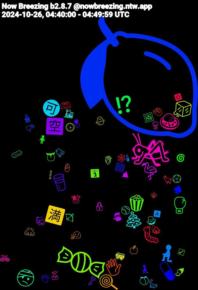 Emoji Cloud; its emojis (sorted by weighted frequency, descending):  🍋, 🍬, 🦗, 🎄, 🍭, 🥛, 🥊, 🐛, 🧎‍♀️, 🧊, 🦩, 🤕, 🖐, 💊, 🍿, 🍛, 🉑, 🈵, 🈳, ⁉️, 🫶🏾, 🫳, 🫀, 🪼, 🧛, 🧏‍♂️, 🧎‍♂️, 🧍, 🦙, 🦕, 🥽, 🥷, 🥜, 🤏🏾, 🟫, 🛐, 🚲, 🚂, 🙇🏼, 🗝️, 🖼️, 🕸️, 🕯, 🕞, 🔒, 💮, 👶, 👏🏿, 👅, 🐮, 🐤, 🐣, 🐘, 🏹, 🏡, 🎍, 🍠, 🍒, 🍑, 🍏, 🍍, 🌀, 🅾, 🅰, ❕, ⛰, ⚾, ⚜, ♠️, ☑