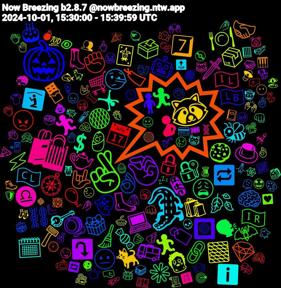 Emoji Cloud; its emojis (sorted by weighted frequency, descending):  🗯️, 🎃, 🤞🏼, 🛍, 🐊, 🦝, 🤏🏾, 🗣, 📅, 👌🏻, 🏃🏻‍♂️, 🏃‍♀️, 🍂, 🫱🏽‍🫲🏾, 🧍‍♀️, 🦇, 🤰, 🤥, 🟫, 🗞, 🔐, 🏷, 🎂, 🍪, 🫖, 🪕, 🪒, 🪀, 🧹, 🧭, 🧠, 🧟, 🦶🏻, 🤸‍♀️, 🤟🏼, 🤖, 🟠, 🛒, 🛐, 🛍️, 🚌, 😩, 😠, 😐, 🗳️, 🗡️, 🗓️, 🔸, 🔲, 🔗, 🔒, 🔁, 📦, 💻, 💲, 💎, 👻, 👶, 👢, 🐝, 🐈‍⬛, 🏷️, 🏃, 🎈, 🎁, 🍽️, 🍮, 🍬, 🍫, 🇱🇧, 🇮🇷, 🇮🇱, 🇨🇱, 🃏, ⤵️, ✳️, ✊🏼, ⛓️, ⚡, ♎, ℹ️, 7️⃣, 🫷, 🫵🏽, 🫧, 🫠, 🫀, 🪽, 🪲, 🪩, 🧶, 🧵, 🧬, 🧪, 🧦, 🧥, 🧁, 🦴, 🦭, 🦙, 🦔, 🦉, 🥾, 🥹, 🥴, 🥱, 🥪, 🥧, 🥗, 🥁, 🤷🏽‍♂️, 🤷🏻‍♀️, 🤩, 🤤, 🤠, 🤟🏻, 🤞, 🤜, 🤛, 🤚🏻, 🤚, 🤌🏻, 🤌, 🟣, 🟢, 🛡️, 🚀, 🙏🏽, 🙌🏼, 🙌, 🙊, 🙉, 🙆🏻‍♀️, 🙅🏻‍♀️, 😹, 😸, 😶, 😭, 😢, 😜, 😖, 😓, 🖕🏾, 🕸️, 🕘, 🕐, 🔮, 🔠, 🔝, 🔉, 🔄, 📽️, 📹, 📲, 📜, 📚, 📕, 📔, 📈, 💿, 💵, 💳, 💯, 💩, 💤, 💣, 💡, 💟, 💅, 💀, 👥, 👕, 👏🏼, 👏, 👌🏽, 👌🏼, 👋🏾, 👊🏾, 👊, 👉, 👁, 🐹, 🐥, 🐟, 🐕, 🐑, 🐇, 🏟️, 🏖️, 🏔️, 🎻, 🎹, 🎷, 🎯, 🎭, 🎨, 🎥, 🎟, 🎒, 🎉